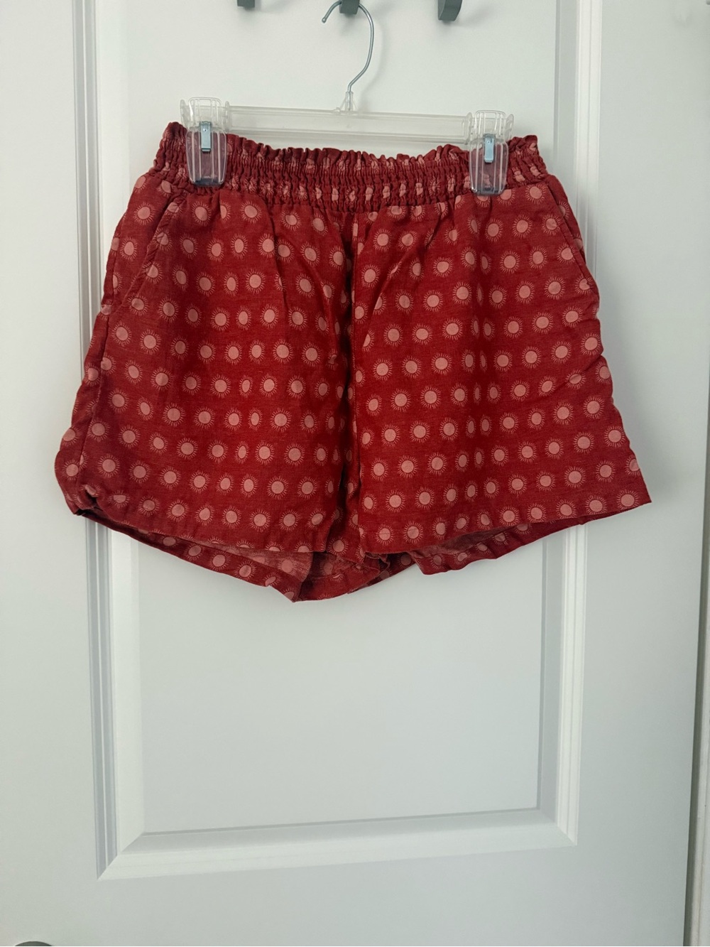 Rust orange Printed Women's Elastic-Waist Shorts